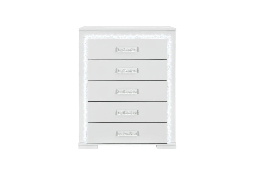 Naomi Silver Marble Chest with LED