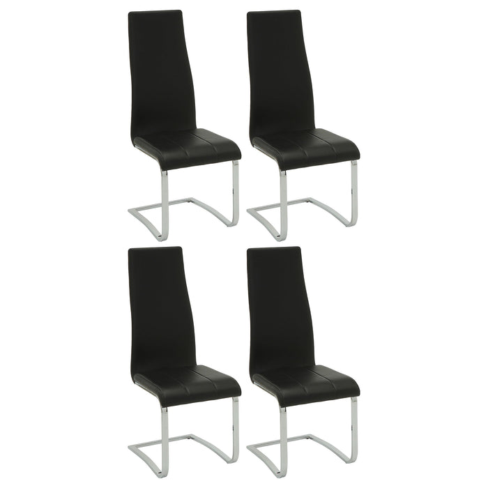 Montclair High Back Dining Chairs Black and Chrome (Set of 4) - Home Furniture And More (Brentwood, MD)