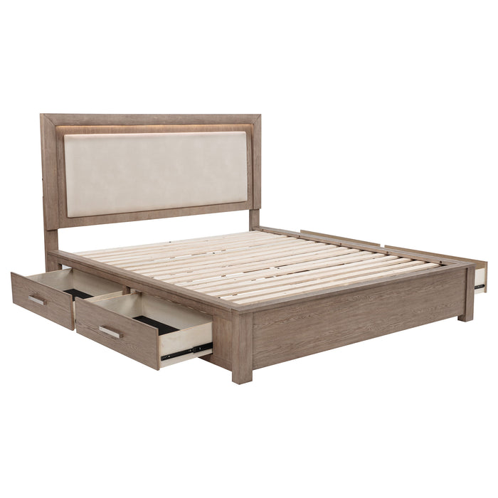 Kenora Panel Platform Storage Bed with LED Lighting - Home Furniture And More (Brentwood, MD)
