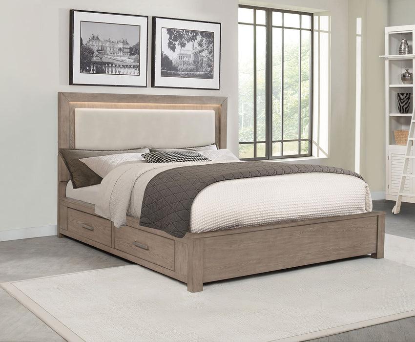 Kenora Panel Platform Storage Bed with LED Lighting - Home Furniture And More (Brentwood, MD)