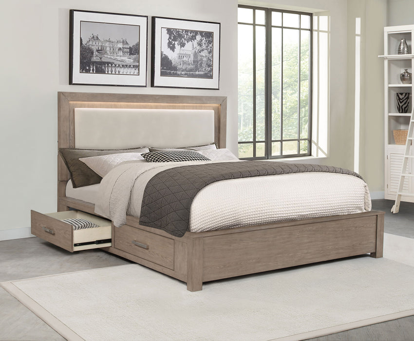 Kenora Panel Platform Storage Bed with LED Lighting - Home Furniture And More (Brentwood, MD)