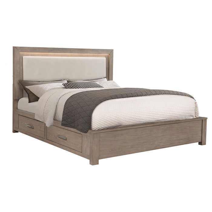 Kenora Panel Platform Storage Bed with LED Lighting - Home Furniture And More (Brentwood, MD)