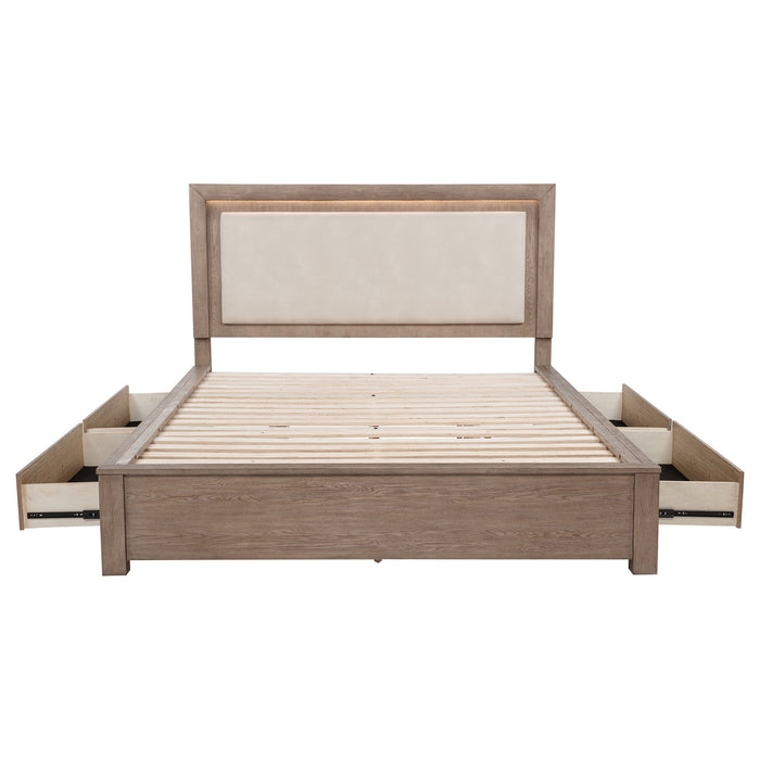 Kenora Panel Platform Storage Bed with LED Lighting - Home Furniture And More (Brentwood, MD)