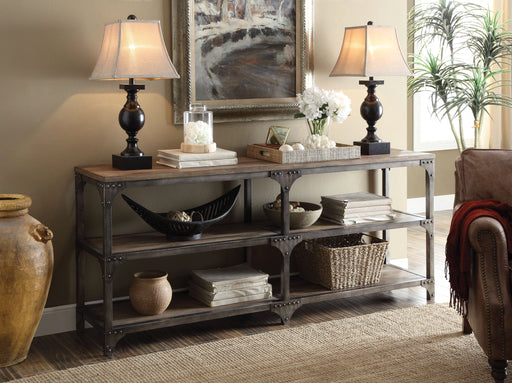 Gorden Weathered Oak & Antique Silver Console Table - Home Furniture And More (Brentwood, MD)