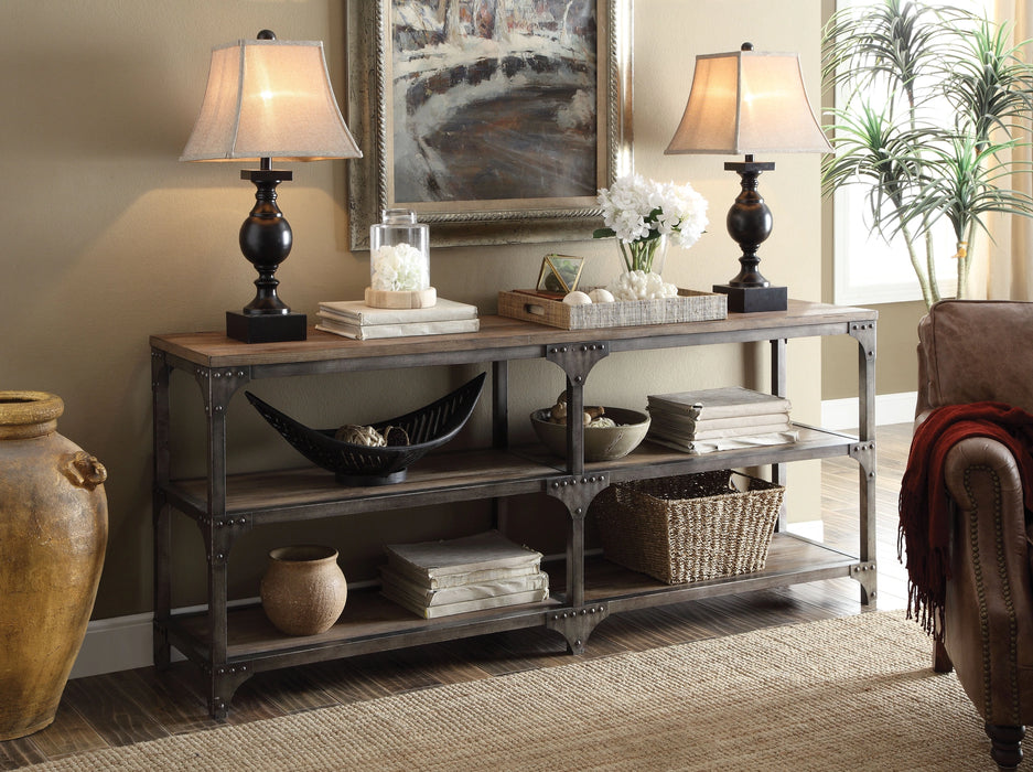 Gorden Weathered Oak & Antique Silver Console Table - Home Furniture And More (Brentwood, MD)