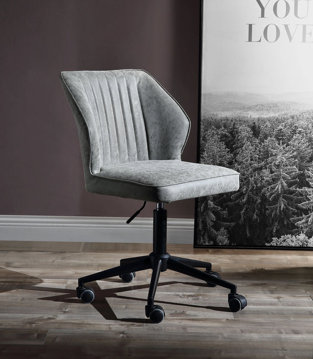 Pakuna Vintage Gray PU & Black Office Chair - Home Furniture And More (Brentwood, MD)