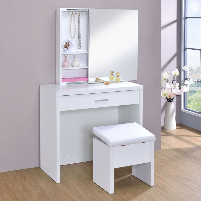 Harvey Makeup Vanity Table with Mirror and Stool - Home Furniture And More (Brentwood, MD)