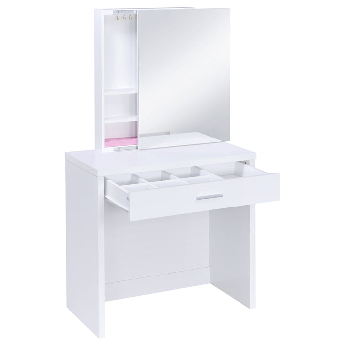 Harvey Makeup Vanity Table with Mirror and Stool - Home Furniture And More (Brentwood, MD)