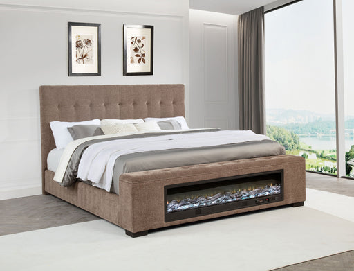 Senna Panel Bed with Bluetooth Speaker and Flame Visualizer - Home Furniture And More (Brentwood, MD)