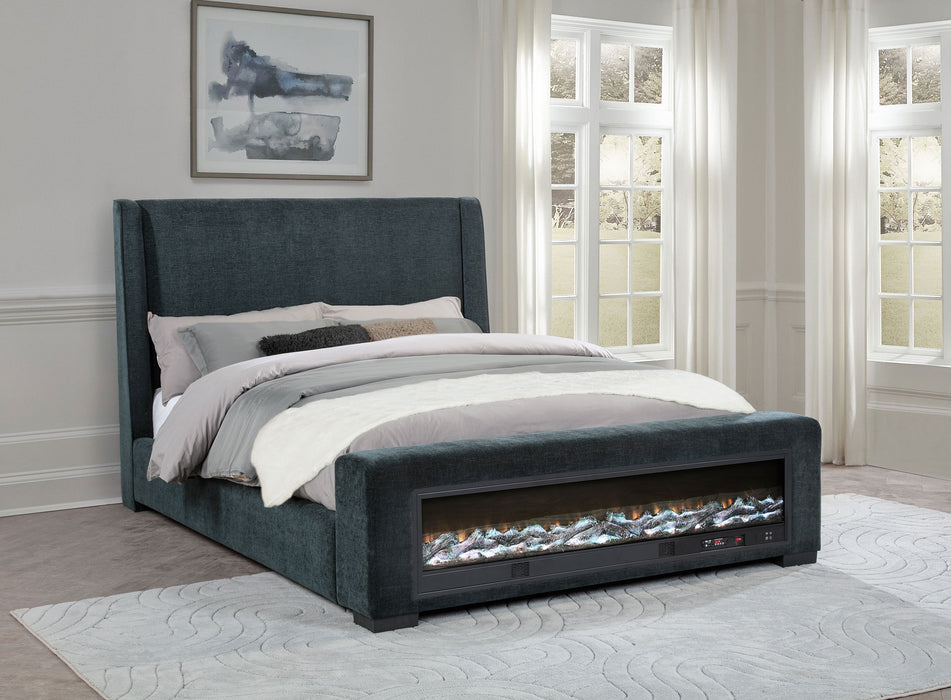 Preston Wingback Bed with Flame Visualizer and Bluetooth Speaker - Home Furniture And More (Brentwood, MD)
