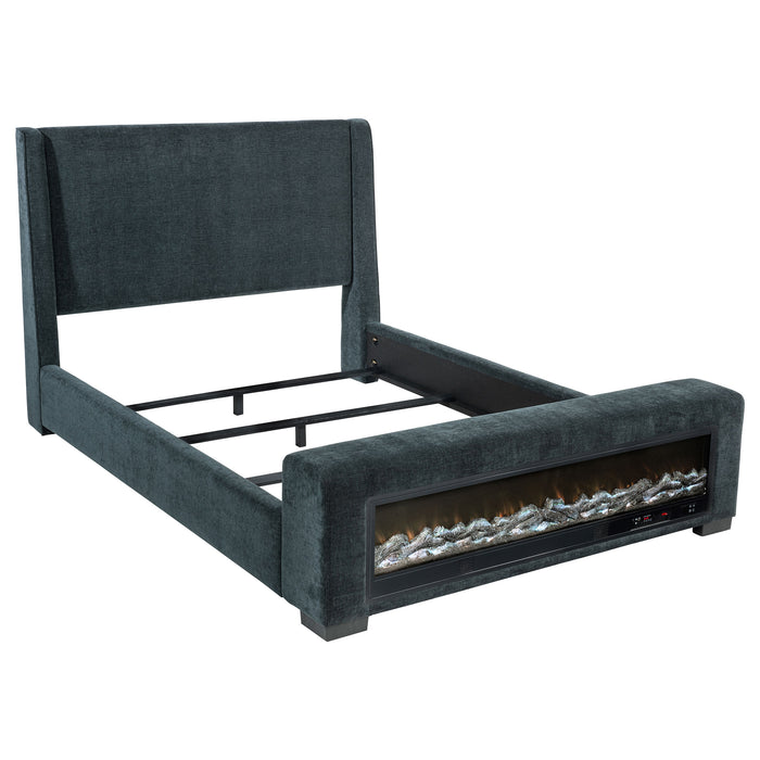 Preston Wingback Bed with Flame Visualizer and Bluetooth Speaker - Home Furniture And More (Brentwood, MD)