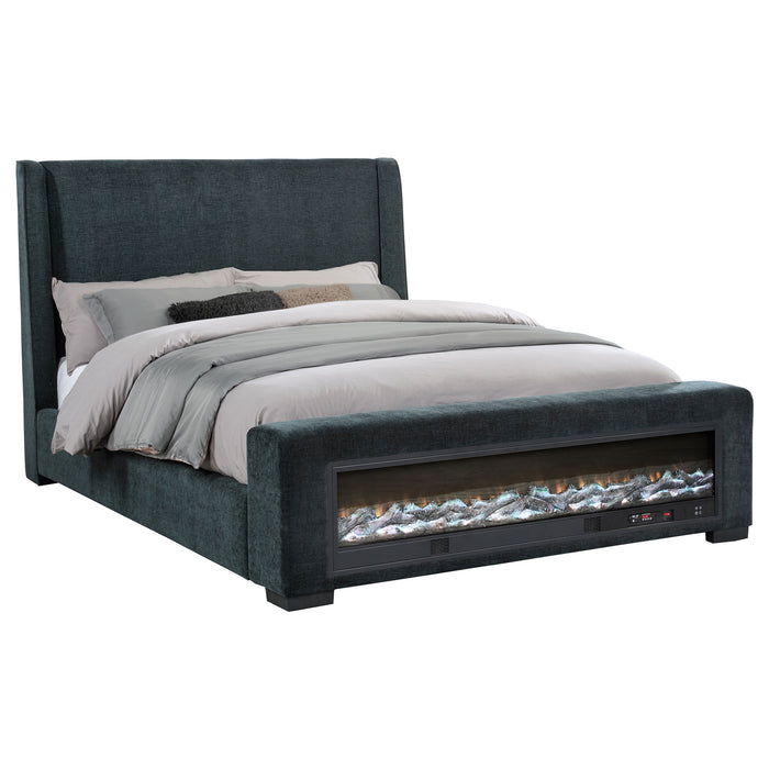 Preston Wingback Bed with Flame Visualizer and Bluetooth Speaker - Home Furniture And More (Brentwood, MD)