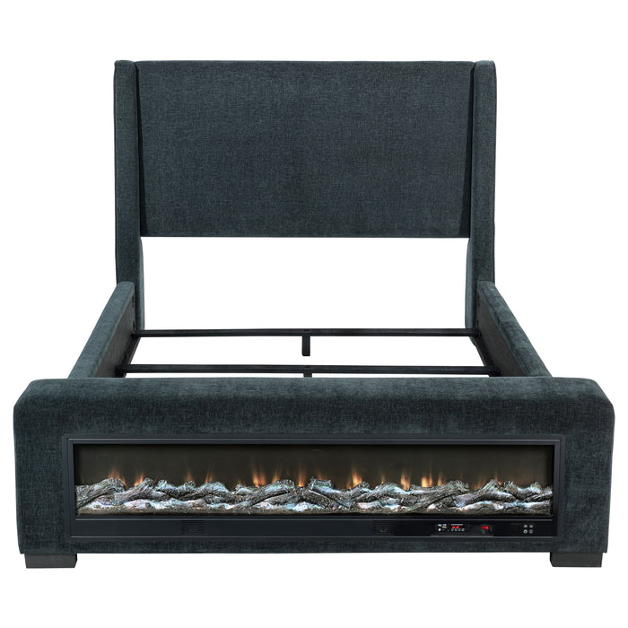 Preston Wingback Bed with Flame Visualizer and Bluetooth Speaker - Home Furniture And More (Brentwood, MD)
