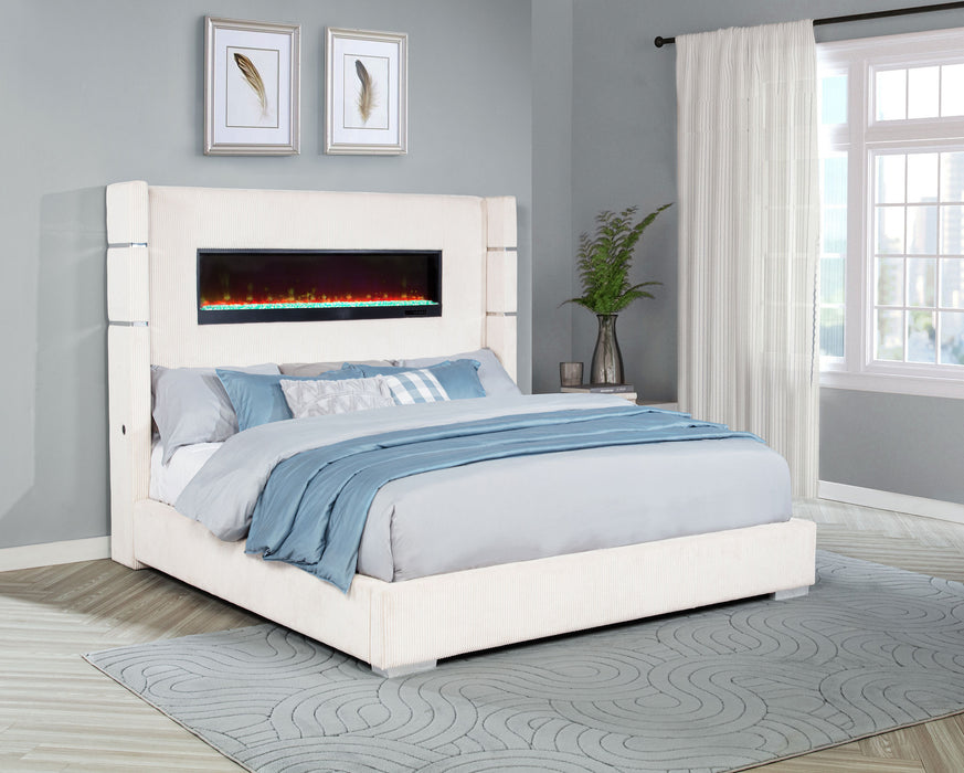 Tisdall Wingback Bed with Flame Visualizer - Home Furniture And More (Brentwood, MD)