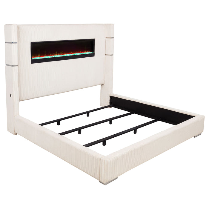Tisdall Wingback Bed with Flame Visualizer - Home Furniture And More (Brentwood, MD)