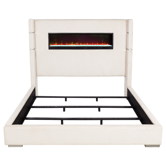Tisdall Wingback Bed with Flame Visualizer - Home Furniture And More (Brentwood, MD)