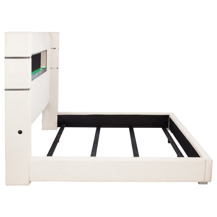 Tisdall Wingback Bed with Flame Visualizer - Home Furniture And More (Brentwood, MD)
