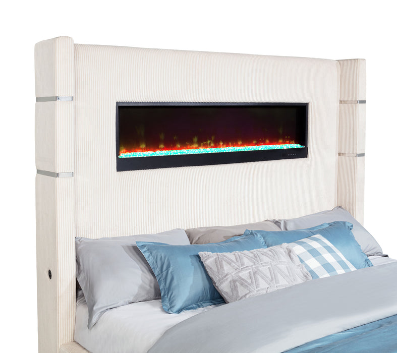 Tisdall Wingback Bed with Flame Visualizer - Home Furniture And More (Brentwood, MD)