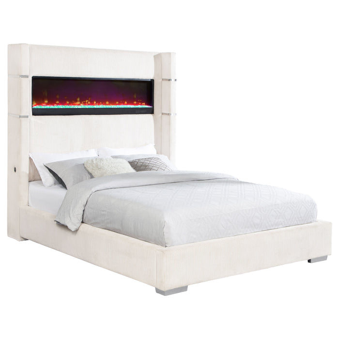Tisdall Wingback Bed with Flame Visualizer - Home Furniture And More (Brentwood, MD)