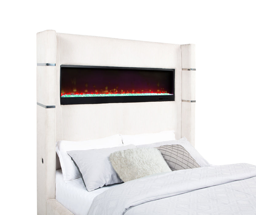 Tisdall Wingback Bed with Flame Visualizer - Home Furniture And More (Brentwood, MD)