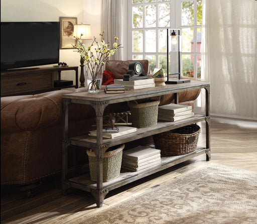 Gorden Weathered Oak & Antique Silver Console Table - Home Furniture And More (Brentwood, MD)
