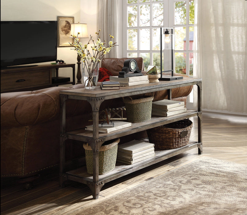 Gorden Weathered Oak & Antique Silver Console Table - Home Furniture And More (Brentwood, MD)