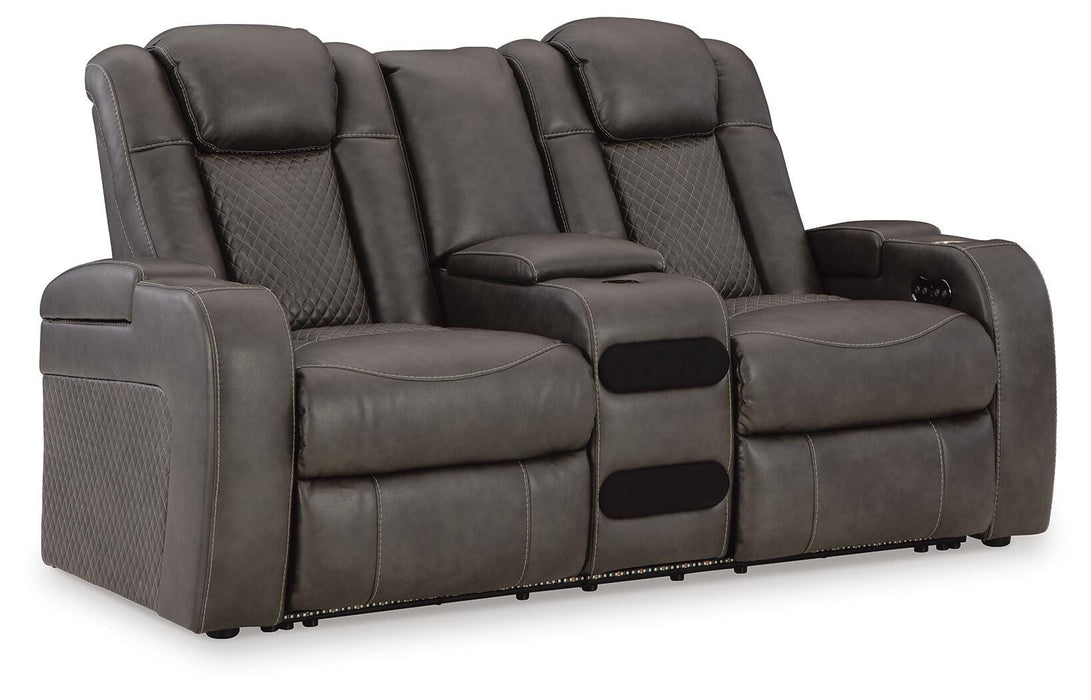 Fyne-Dyme Power Reclining Loveseat with Console - Home Furniture And More (Brentwood, MD)