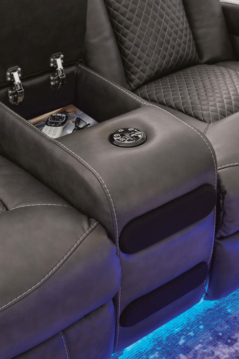Fyne-Dyme Power Reclining Loveseat with Console - Home Furniture And More (Brentwood, MD)