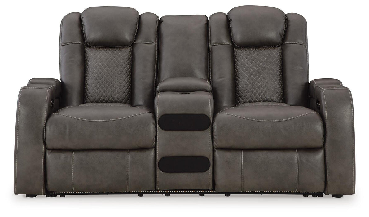 Fyne-Dyme Power Reclining Loveseat with Console - Home Furniture And More (Brentwood, MD)