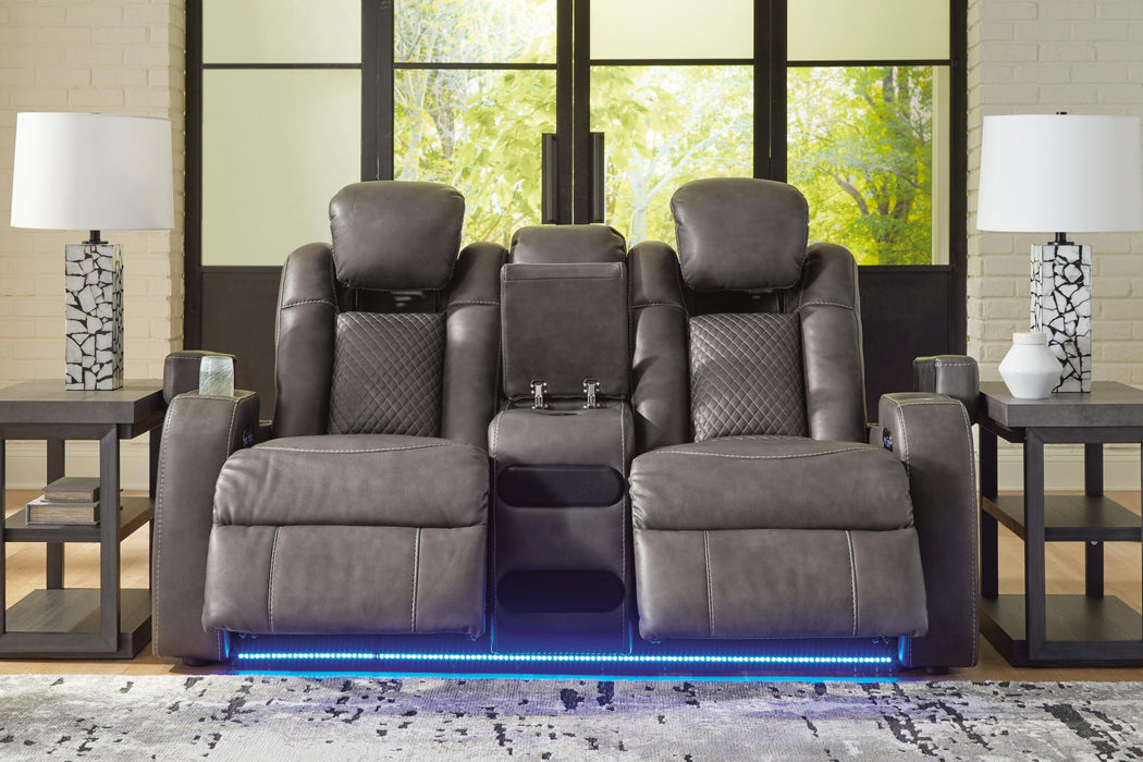 Fyne-Dyme Power Reclining Loveseat with Console - Home Furniture And More (Brentwood, MD)