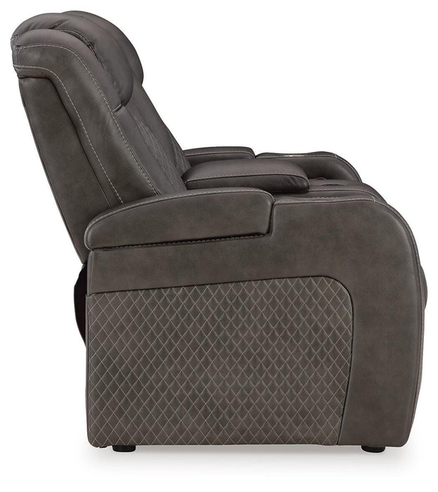 Fyne-Dyme Power Reclining Loveseat with Console - Home Furniture And More (Brentwood, MD)