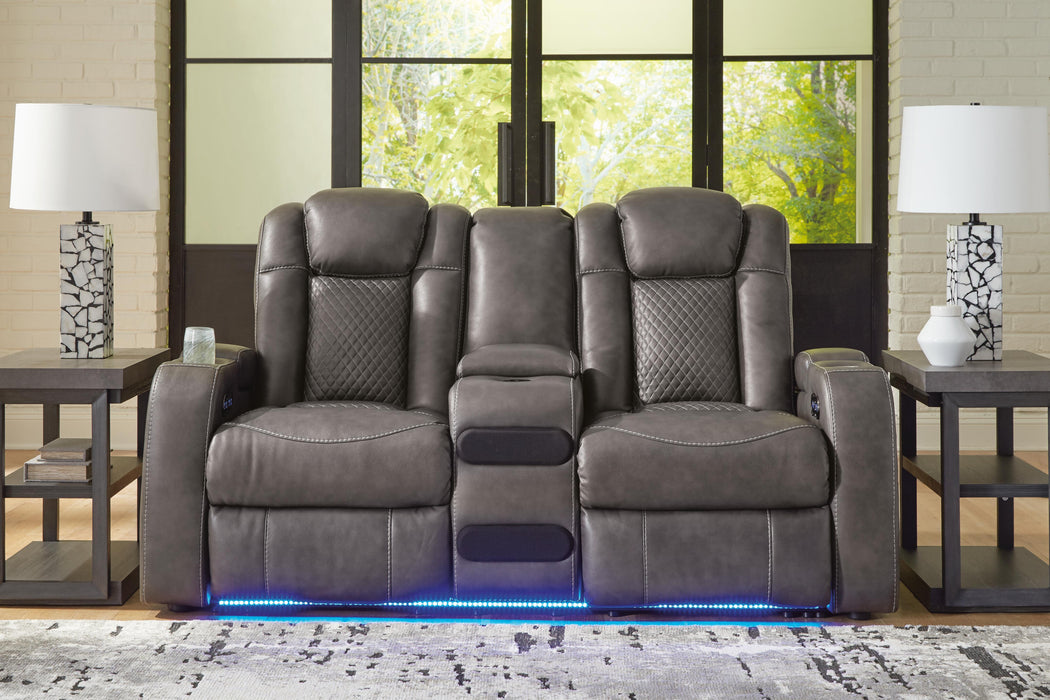 Fyne-Dyme Power Reclining Loveseat with Console - Home Furniture And More (Brentwood, MD)