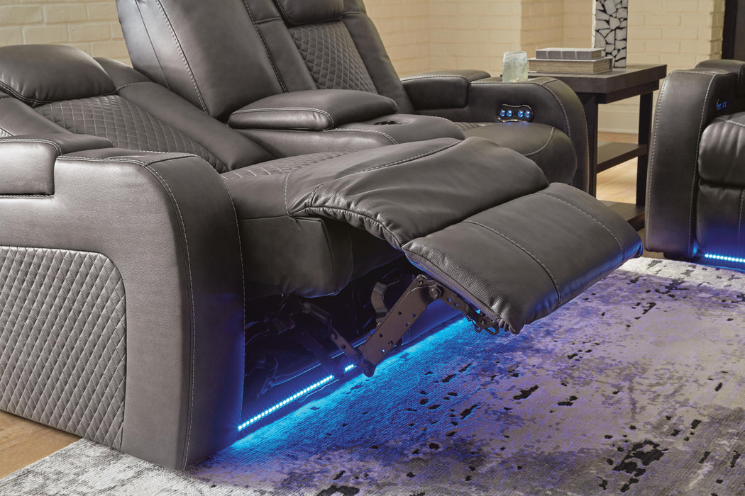Fyne-Dyme Power Reclining Loveseat with Console - Home Furniture And More (Brentwood, MD)