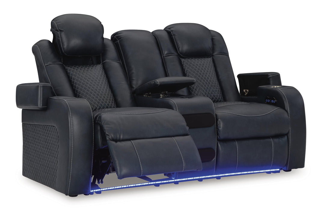 Fyne-Dyme Power Reclining Loveseat with Console - Home Furniture And More (Brentwood, MD)