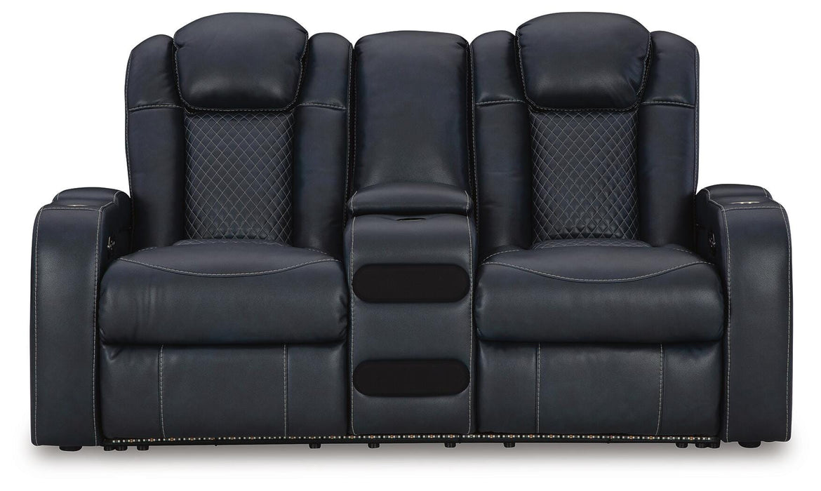 Fyne-Dyme Power Reclining Loveseat with Console - Home Furniture And More (Brentwood, MD)