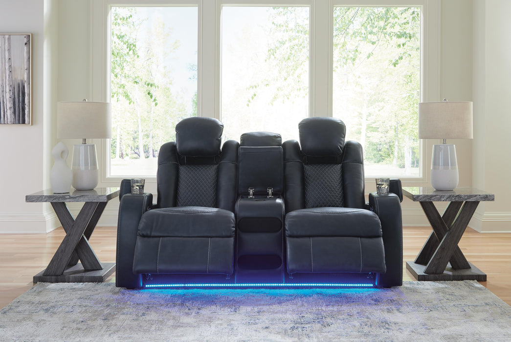 Fyne-Dyme Power Reclining Loveseat with Console - Home Furniture And More (Brentwood, MD)