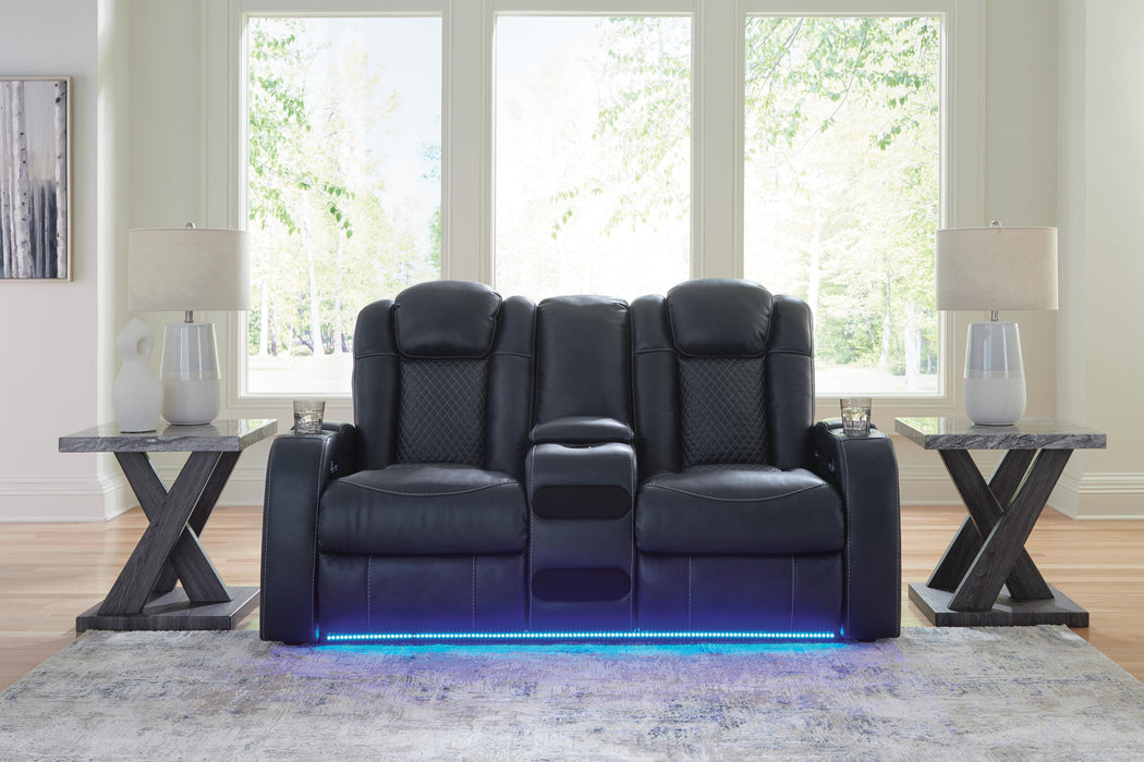Fyne-Dyme Power Reclining Loveseat with Console - Home Furniture And More (Brentwood, MD)