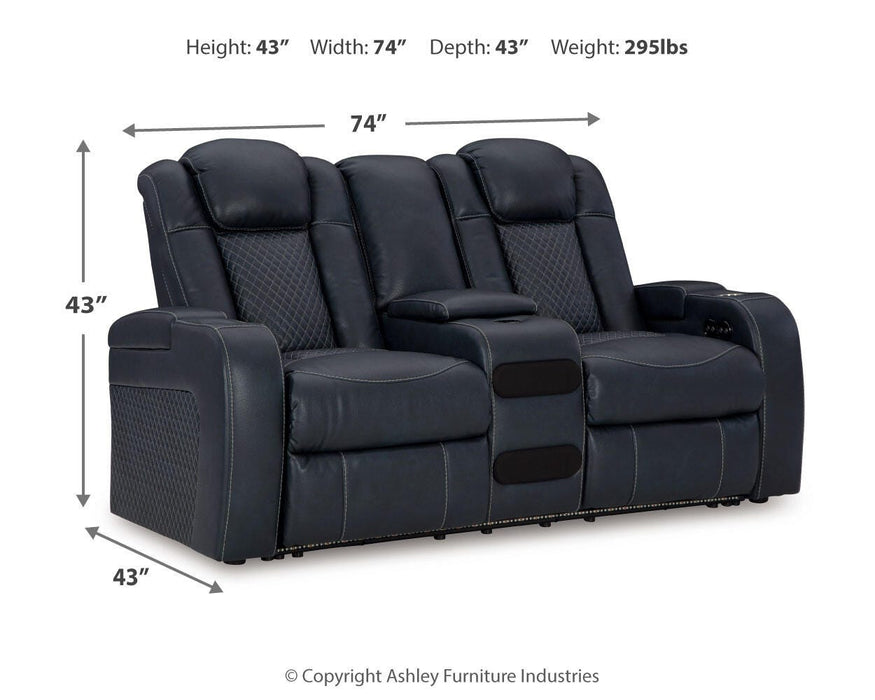 Fyne-Dyme Power Reclining Loveseat with Console - Home Furniture And More (Brentwood, MD)