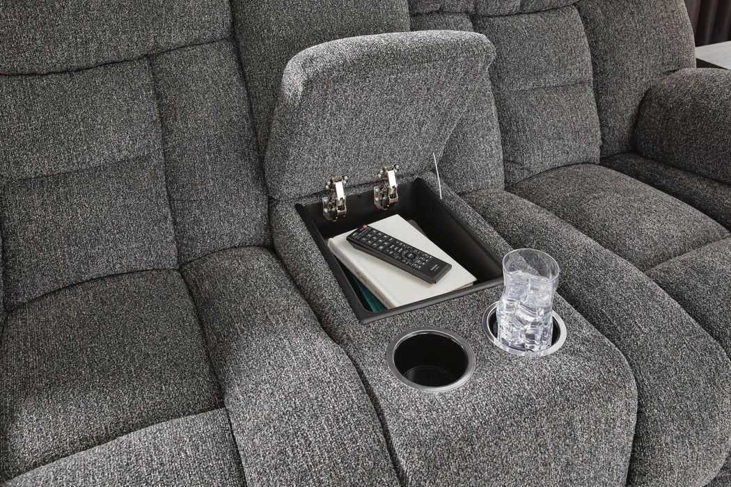 Foreside Reclining Loveseat with Console - Home Furniture And More (Brentwood, MD)