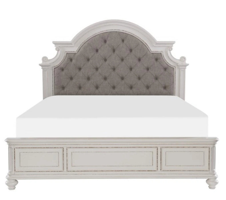 Baylesford King Upholstered Panel Bed in Antique White 1624KW-1EK*