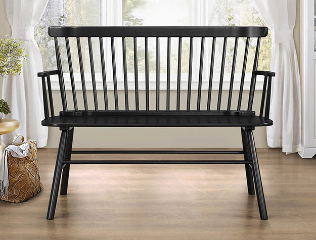 JERIMIAH SPINDLEBACK BENCH BLACK - Home Furniture And More (Brentwood, MD)