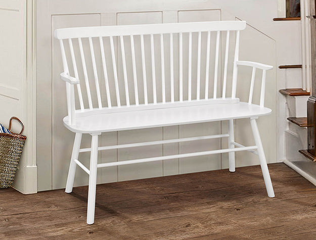 JERIMIAH SPINDLEBACK BENCH WHITE - Home Furniture And More (Brentwood, MD)