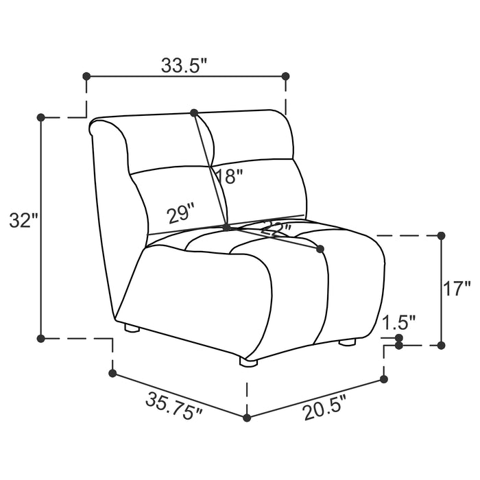 Charlotte Upholstered Curved Armless Chair Ivory - Home Furniture And More (Brentwood, MD)