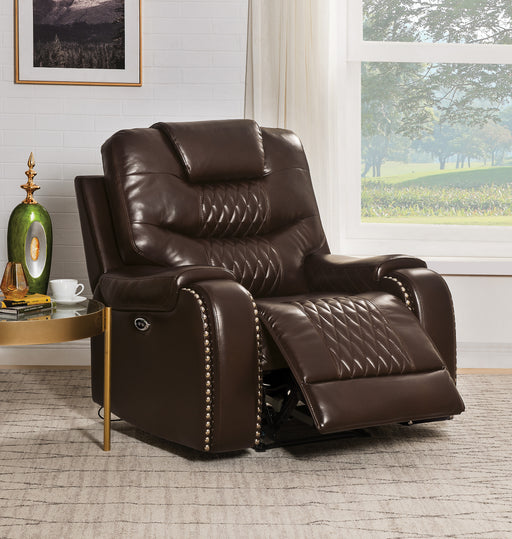 Braylon Brown PU Recliner (Power Motion) - Home Furniture And More (Brentwood, MD)