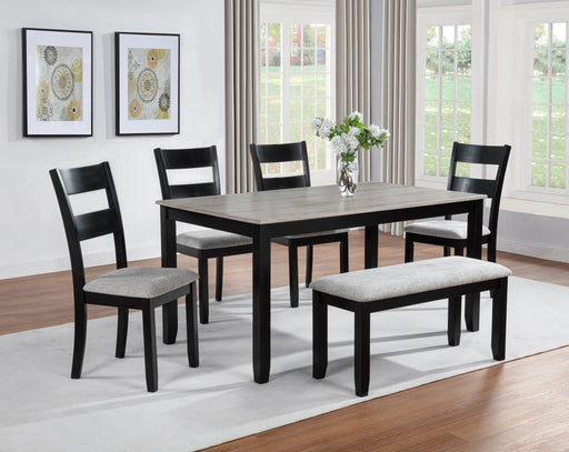 Lester 6-Pk Dining W/Bench L.Grey - Home Furniture And More (Brentwood, MD)