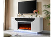 Aileen White 66" Ent Unit with LED, Speakers, Crystal and Pop-Up Doors
