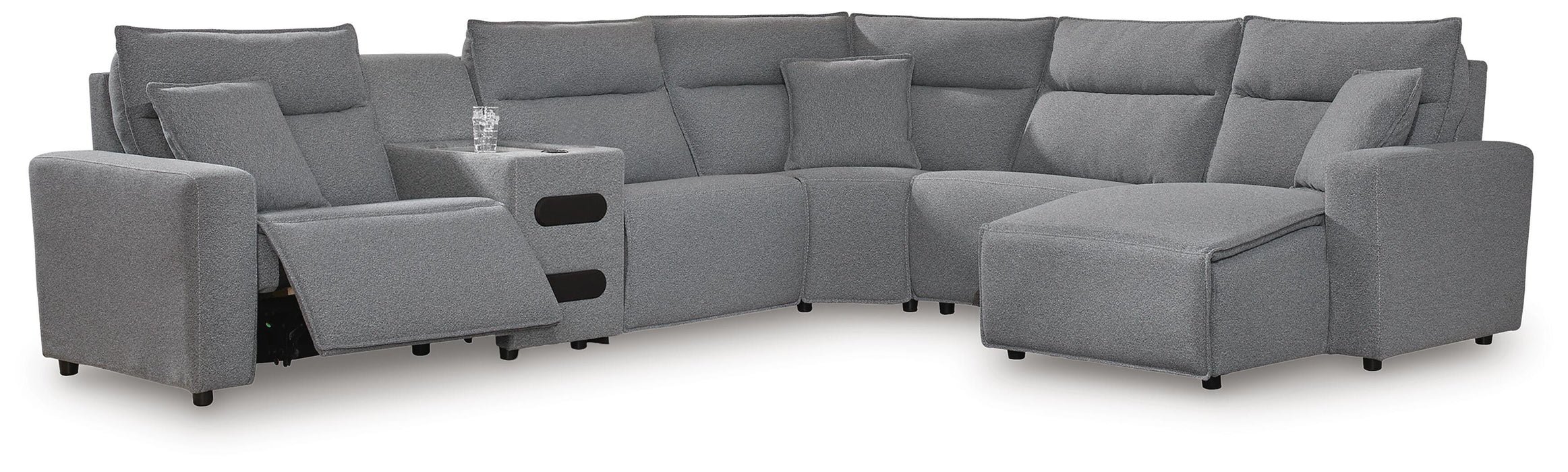 Modmax II Reclining Sectional with Chaise and Audio Console - Home Furniture And More (Brentwood, MD)