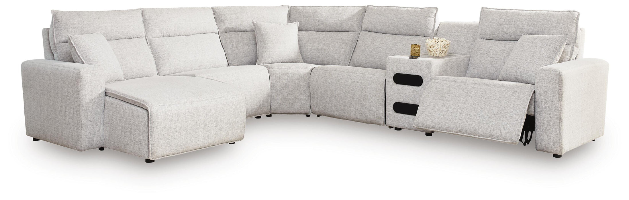 Modmax II Reclining Sectional with Chaise and Audio Console - Home Furniture And More (Brentwood, MD)
