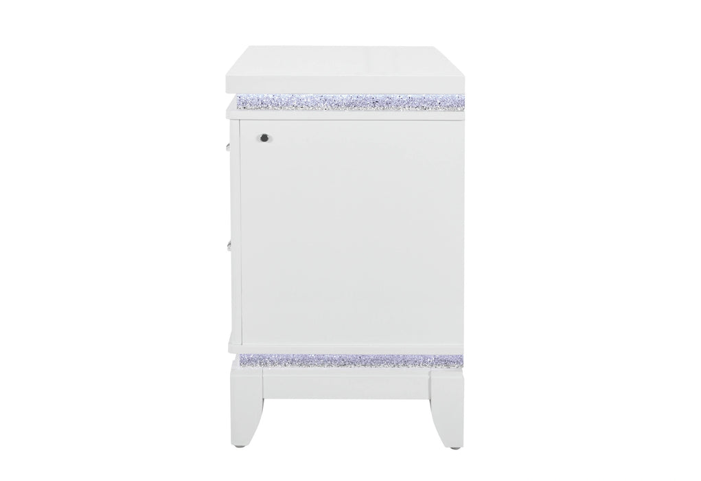 Alina White Nightstand with LED and USB