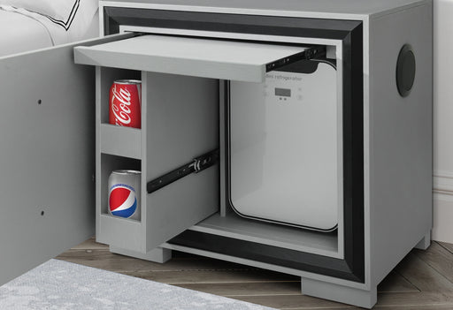 Amelia Grey/Black Nightstand with Cooler and Speaker